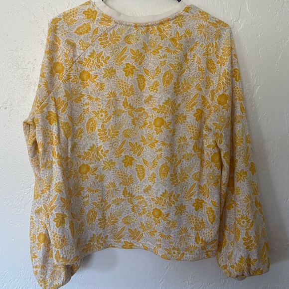 Banana Republic Yellow Floral Long Sleeve Sweater with Bubble Sleeves Size S - Picture 3 of 3